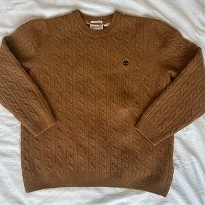 Timberland Men’s Cable-Knit Crewneck Sweater — Brown